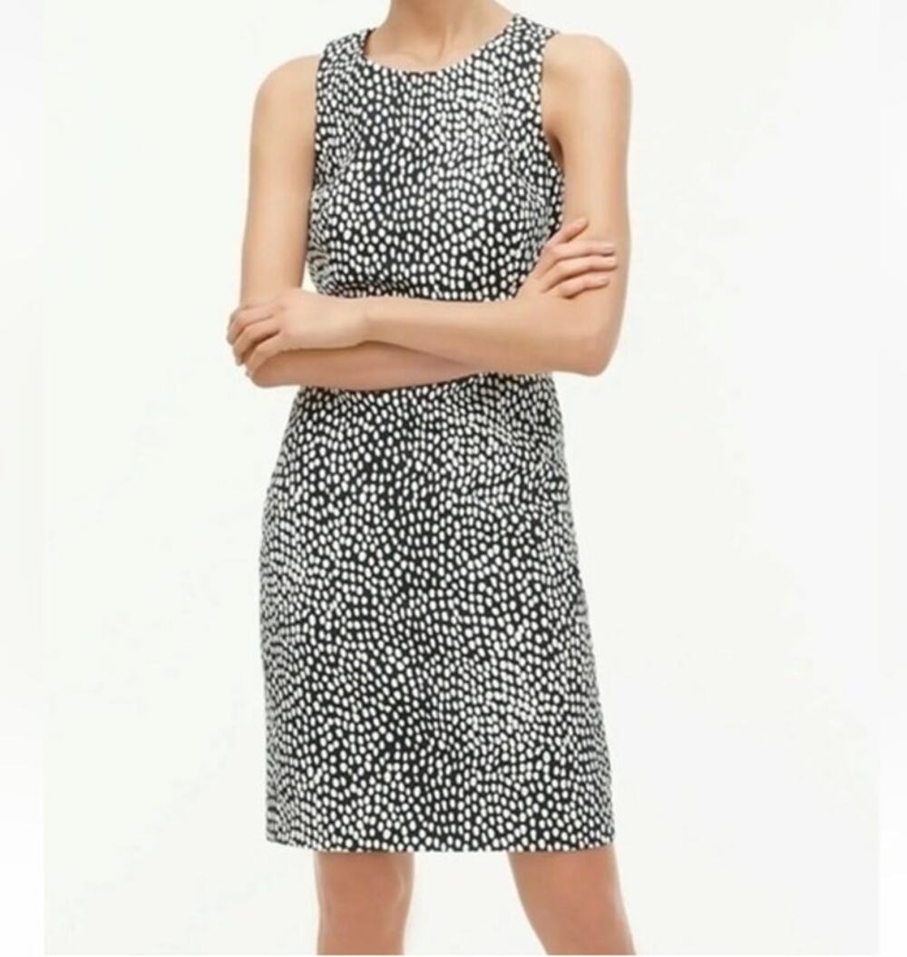 J.Crew Navy Ivory Dot Print Fit & Flare Dress Size 2 NWT Cotton $98